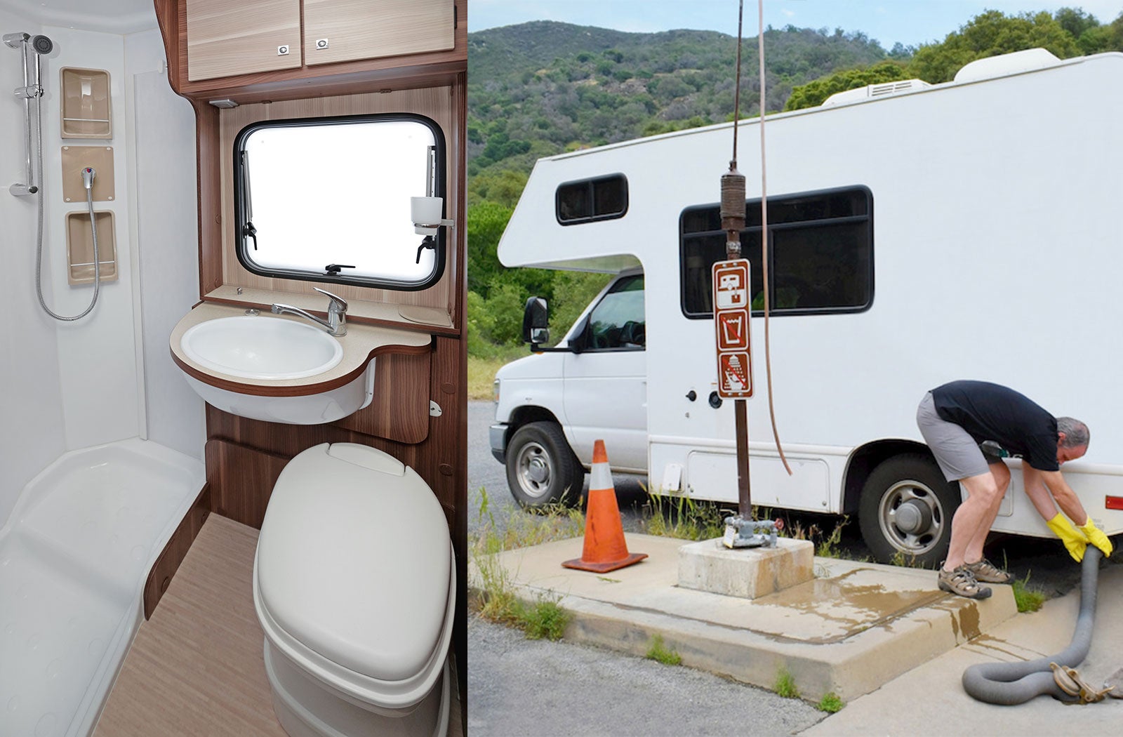 Portable RV/camper toilet and holding tank setup in Portage, Michigan